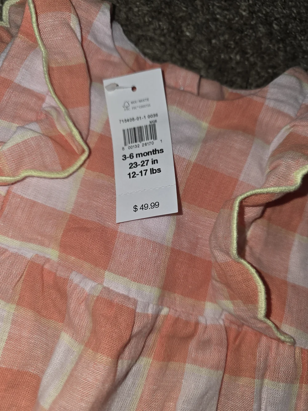 GAP Peach and White Gingham Ruffle Strap Romper